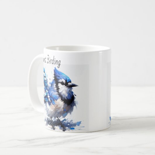 Nur Vogelbeobachtung Blue Jay Kaffeetasse (Vorderseite Links)