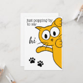 Nur vorbei, um zu sagen, Hi Cat Flat Gruß Karte (Vorderseite/Rückseite Beispiel)