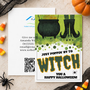 Nur Vorbeikommen Hexe Halloween Geschäft Mitteilungskarte