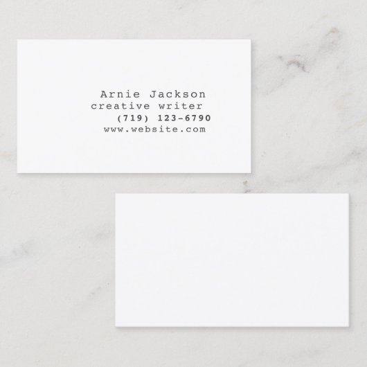 Nur Vorderseite des White Minimal-Schriftartes für Visitenkarte (Vorne/Hinten)