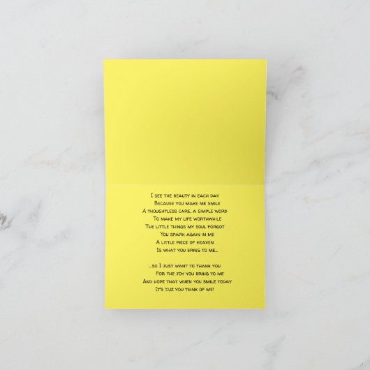 Nur weil, denken Sie, heute lächeln, Karte (Innenseite)