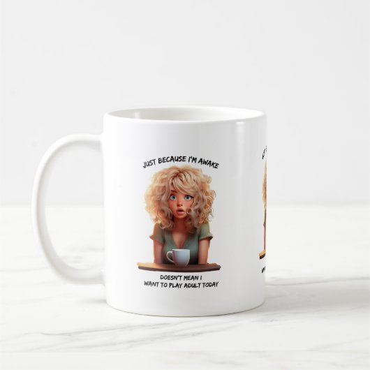 Nur weil ich wach bin = morgens Spaß Kaffeetasse (Links)