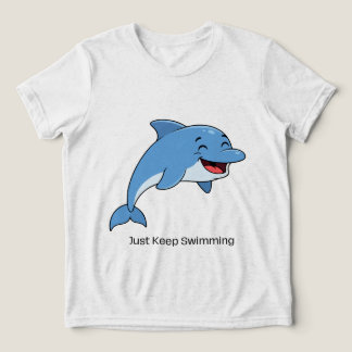 Nur weiter schwimmen Delfin Kinder T-Shirt – Süßer Tri-Blend Shirt