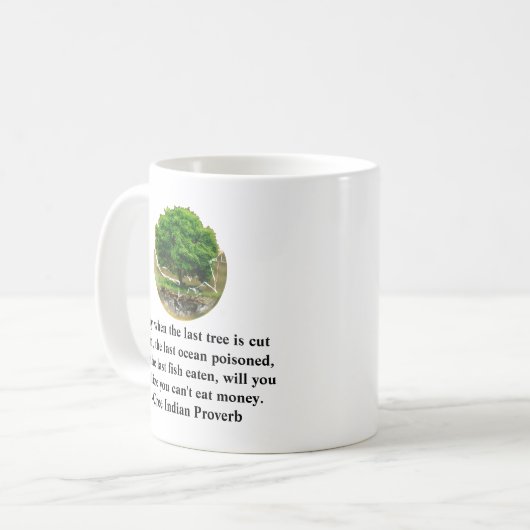 Nur wenn der letzte Baum gefällt wird.......... Kaffeetasse (Vorderseite Links)