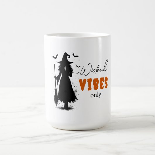 "Nur Wicked Vibes" - Halloween Black Hexe - Kaffeetasse (Mittel)