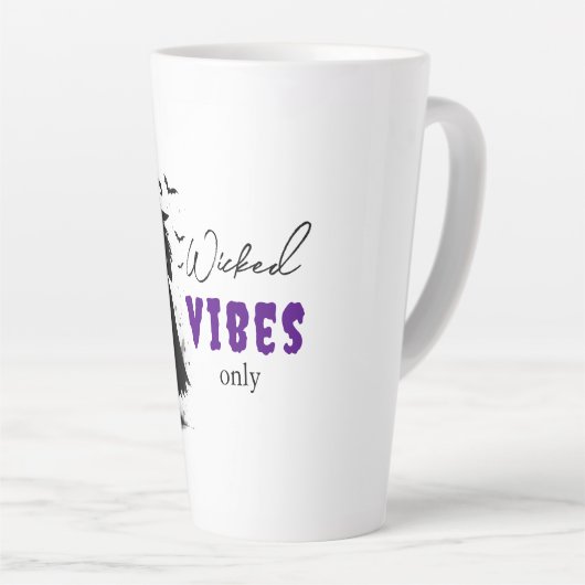 "Nur Wicked Vibes" - Halloween Black Hexe - Milchtasse (Rechte Ecke)