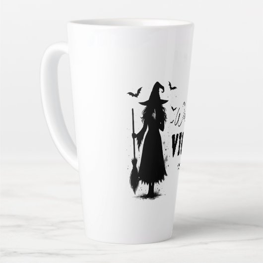 "Nur Wicked Vibes" - Halloween Black Hexe - Milchtasse (Linke Ecke)