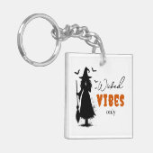 "Nur Wicked Vibes" - Halloween Black Hexe - Schlüsselanhänger (Vorderseite links)