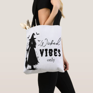 "Nur Wicked Vibes" - Halloween Black Hexe - Tasche