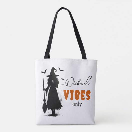 "Nur Wicked Vibes" - Halloween Black Hexe - Tasche (Rückseite)