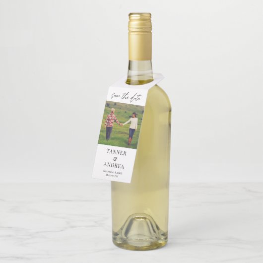 Nur wir EDITABLE FARBEN Save the Date Flaschenmark Flaschenanhänger (Angewinkelt)