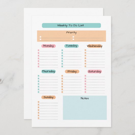 Nur wöchentlich digitaler Planer für den digitalen Einladung (Vorne/Hinten)