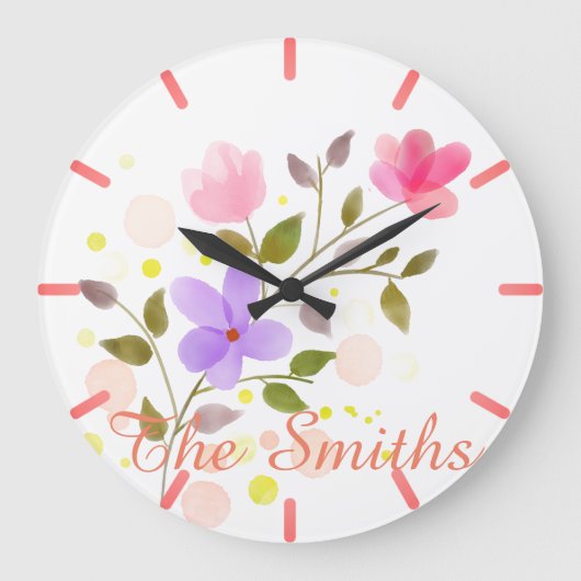 Nur wunderschöne Blume Große Wanduhr (Vorderseite)