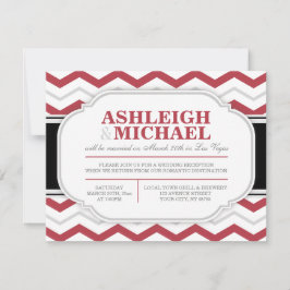 NUR Zickzack Hochzeitsempfehlung in Grau und Rot Einladung