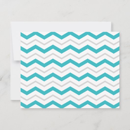 NUR Zickzack Hochzeitsempfehlung in Grau und Türki Einladung (Rückseite)