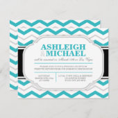 NUR Zickzack Hochzeitsempfehlung in Grau und Türki Einladung (Vorne/Hinten)