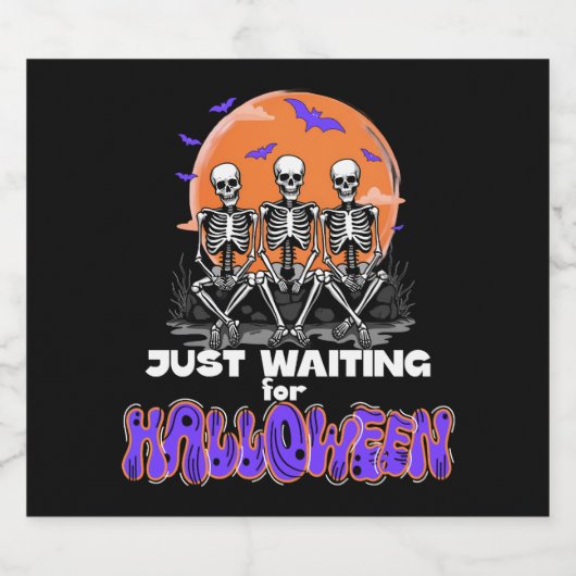 Nur zu Halloween Gewartet Skelett Niedlich Bierflaschenetikett (Einzelnes Label)