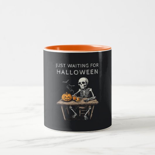 "Nur zu Halloween-Tasse Gewartet | Funny Skeleton Zweifarbige Tasse (Mittel)