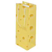 Nur zu zaghaft! Personalisierter Schweizer Käsewei Geschenktüte Für Weinflaschen (Vorderseite Schrägansicht)