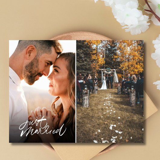 Nur zwei Foto Hochzeit Danke Postkarte