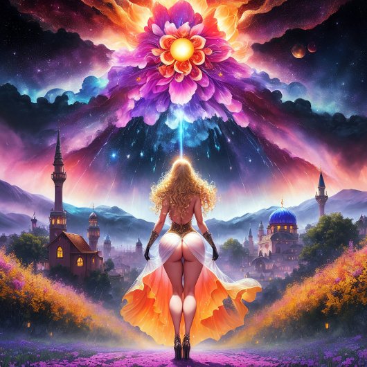 Nura - Eine farbenfrohe Oase: Die Kunst der Selbst Leinwanddruck