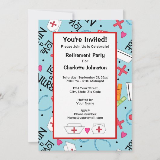 Nuragel Party Celebration Türkis Blau Einladung (Rückseite)