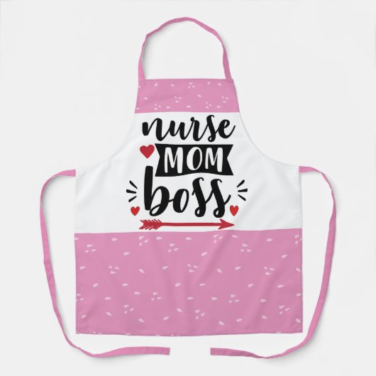 Nurama Mama Chef Typografie rosa Blumenmuster Schürze (Vorderseite)