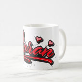 Nuran red Heart Graffiti Tasse Kaffeetasse (VorderseiteRechts)