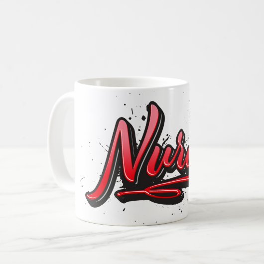 Nuran red Heart Graffiti Tasse Kaffeetasse (Vorderseite Links)