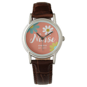 Nurate Graduate Boho Retro Floral Personalisiert Armbanduhr