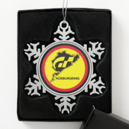 Nurburgring Deutschland Gran Turismo GT Schneeflocken Zinn-Ornament