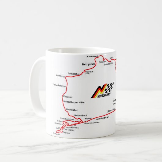 NÜRBURGRING MAP - MUG KAFFEETASSE (Vorderseite Links)