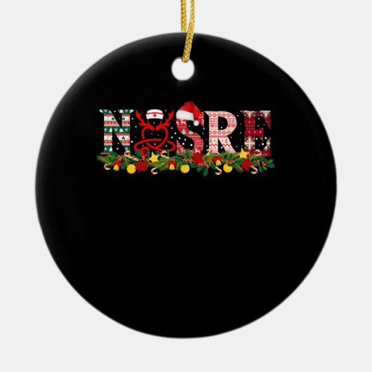 NurChristmas Stethoscope Nurses Xmas Pajamas Keramik Ornament (Vorne)