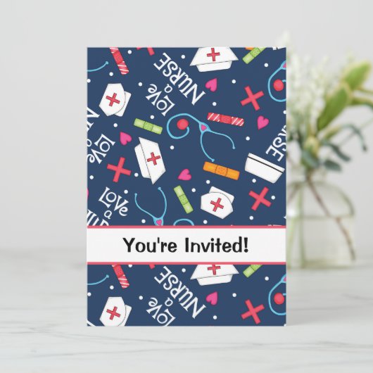 Nurday Party feiern Navy Blue White Einladung (Stehend Vorderseite)