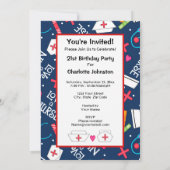 Nurday Party feiern Navy Blue White Einladung (Rückseite)