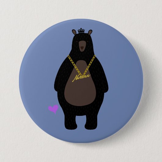 NurenN Black Bear Blue Button (Vorderseite)