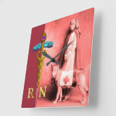 NURG- UND RÜCKWÜRDIGUNGSHUND/Gold Caduceus RN-Embl Quadratische Wanduhr (Winkel)