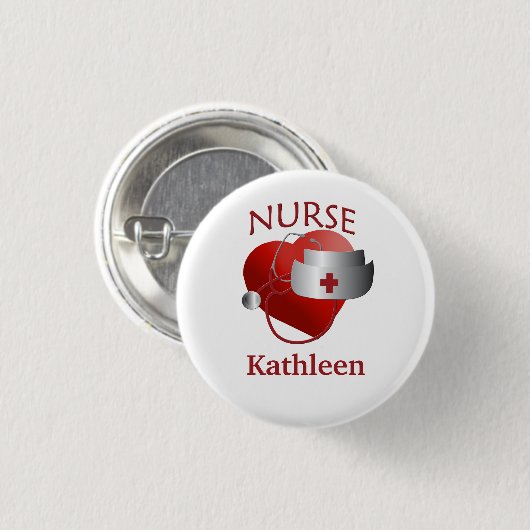 Nurname RN Round-Heart-Taste Button (Vorne & Hinten)