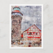 Nurnberg Deutschland Berühmter Platz Wasserfarben Postkarte (Vorderseite)