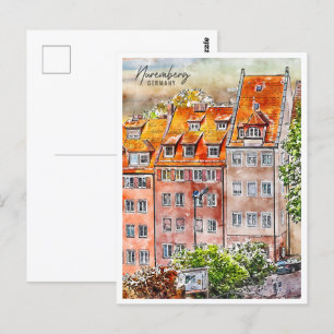 Nürnberg Deutschland Reiseort Aquarell Postkarte