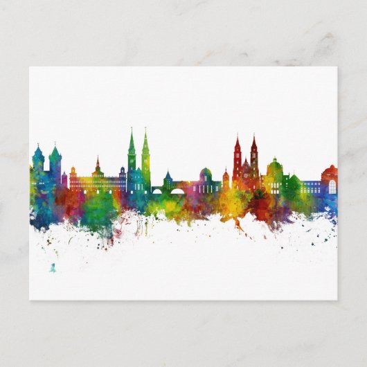 Nürnberg Deutschland Skyline Postkarte (Vorderseite)