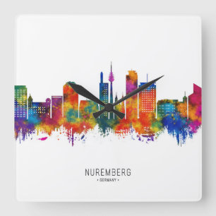 Nürnberg Deutschland Skyline Quadratische Wanduhr