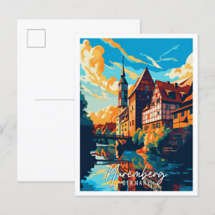 Nürnberg Deutschland Vintage Reise Illustration Postkarte
