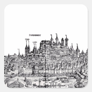 Nürnberg Mittelalterliche Stadt in Deutschland Quadratischer Aufkleber