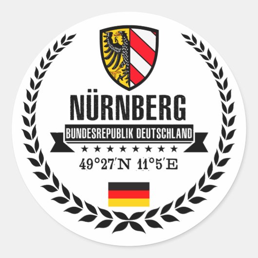 Nürnberg Runder Aufkleber (Vorderseite)