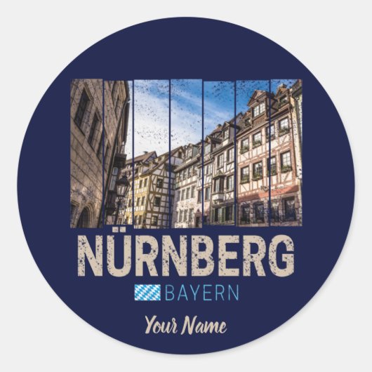 Nürnberg Vintag Bayern Deutschland Souvenir Runder Aufkleber (Vorderseite)
