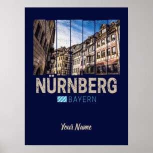 Nürnberg Vintage Bayern Deutschland Souvenir Poster