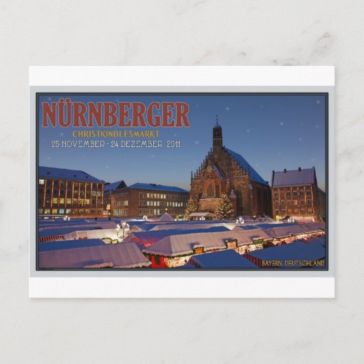 Nürnberg Weihnachtsmarkt Nacht Feiertagspostkarte (Vorderseite)