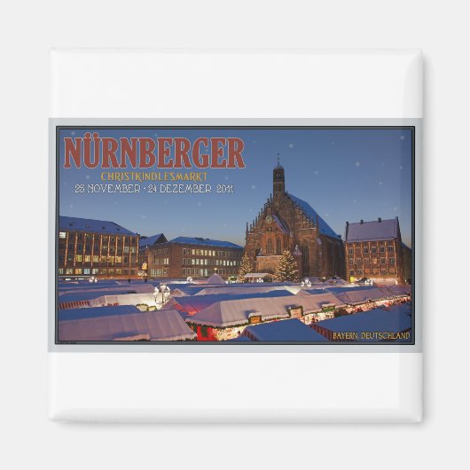 Nürnberg Weihnachtsmarkt Nacht Magnet (Vorne)
