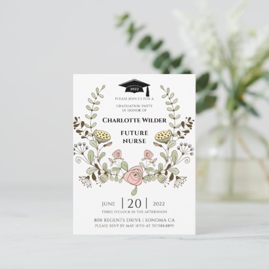 Nurse Abschluss 2022 Einladungspostkarte (Stehend Vorderseite)